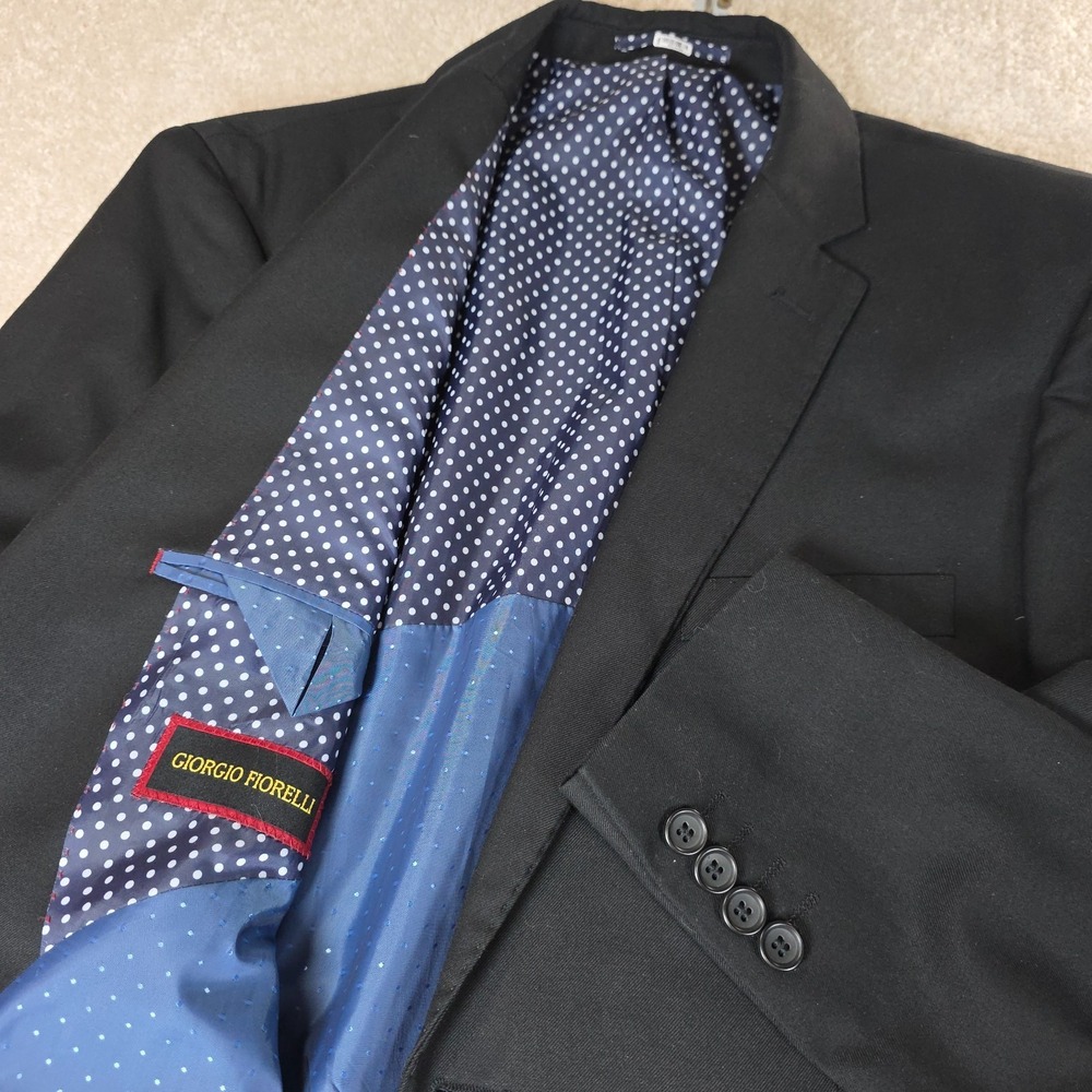 Giorgio Fiorelli Suit Jacket Mens 42 Black Sharp Slim AMF Nopleat Notch Lapel